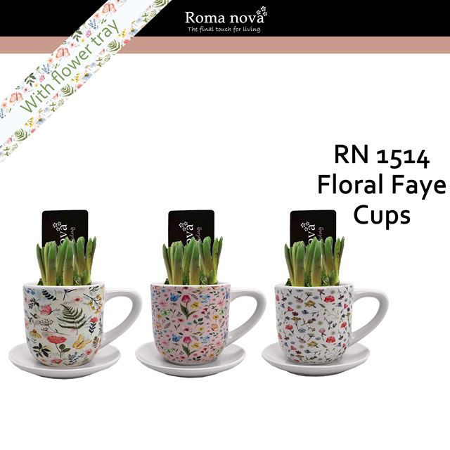 Picture of Muscari ceramic floral faye cups